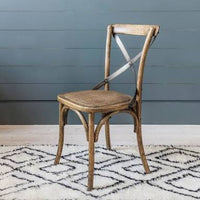 Marcel Cross Back Dining Chair - Natural Oak + Metal