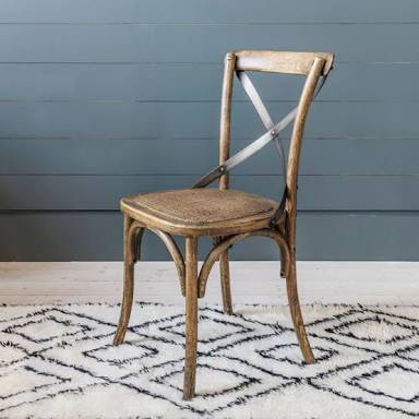 Marcel Cross Back Dining Chair - Natural Oak + Metal