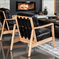 Cabana Buckle Back Leather Chair - Black with Natural