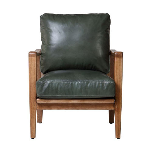 Cabana Buckle Back Leather Chair - Green with Natural