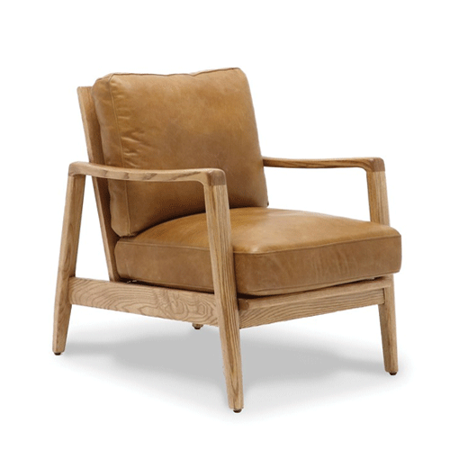 Cabana Buckle Back Leather Chair - Tan