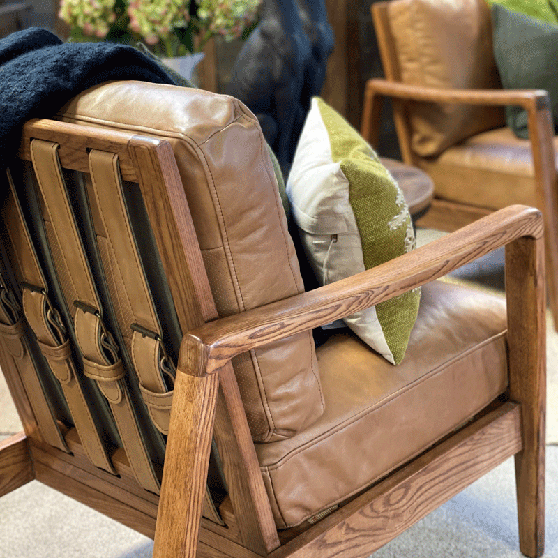 Cabana Buckle Back Leather Chair - Tan