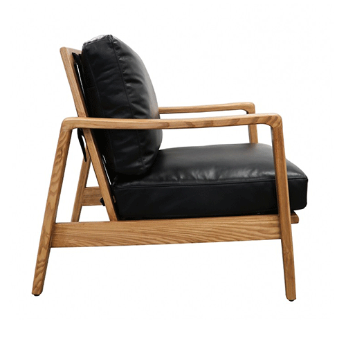 Cabana Buckle Back Leather Chair - Black with Natural
