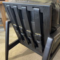 Cabana Buckle Back Leather Chair - Black/ Black Frame