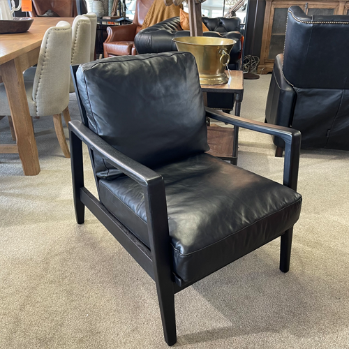 Cabana Buckle Back Leather Chair - Black/ Black Frame