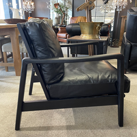 Cabana Buckle Back Leather Chair - Black/ Black Frame