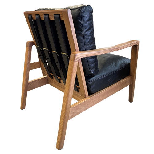 Cabana Buckle Back Leather Chair - Black with Natural