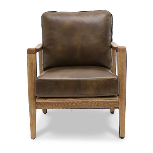 Cabana Buckle Back Leather Chair - Aged Brown