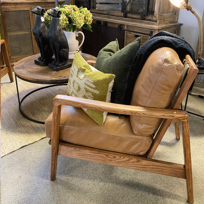 Cabana Buckle Back Leather Chair - Tan