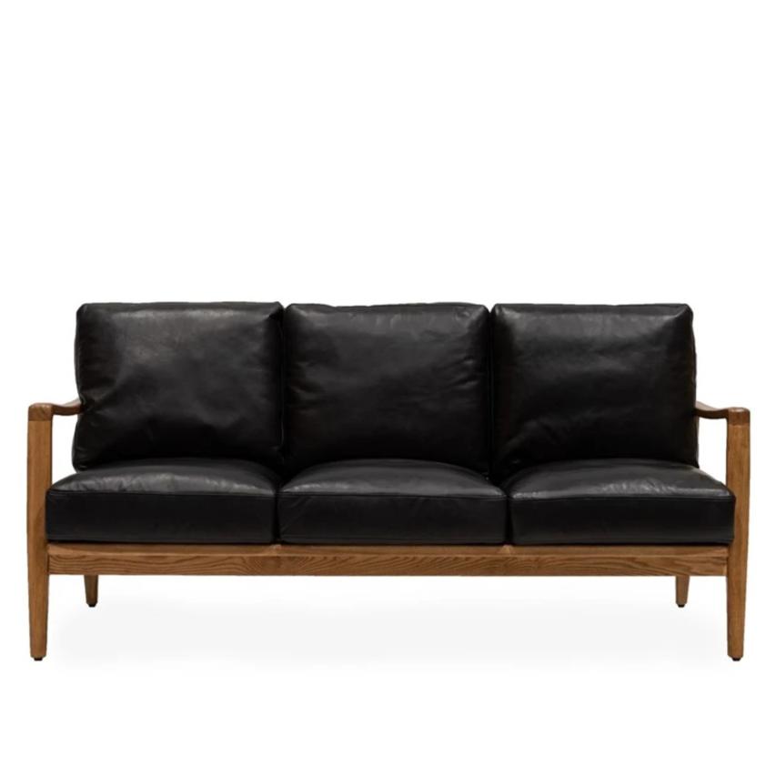 Cabana Buckle Back Leather 3 Seater Sofa - Black