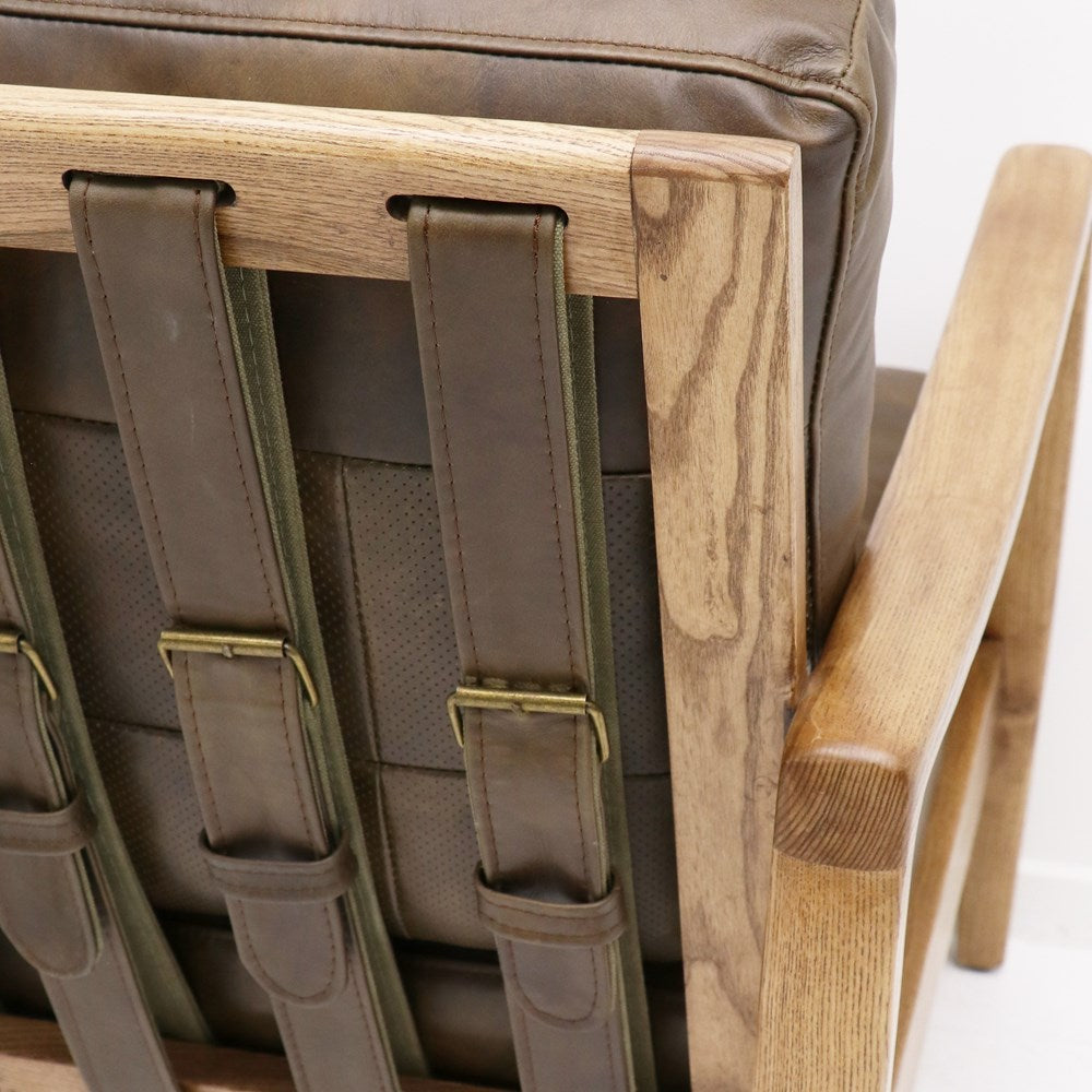 Cabana Buckle Back Leather Chair - Aged Brown