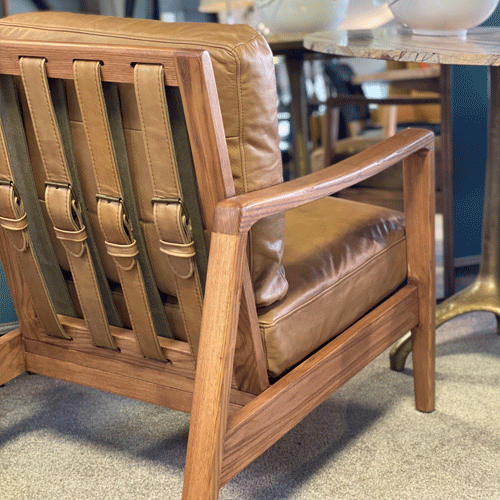 Cabana Buckle Back Leather Chair - Tan