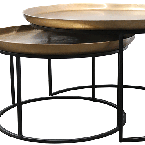 Calypso Set of 2 Nesting Coffee Tables - Antique Brass Finish