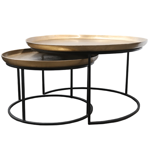 Calypso Set of 2 Nesting Coffee Tables - Antique Brass Finish