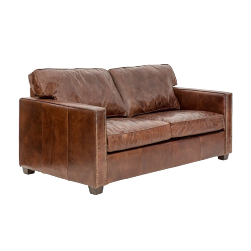 Camden Leather 2 Seater Sofa - Aged Brown