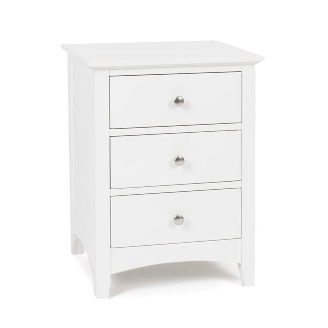 Casey White Bedside Table - 3 Drawer