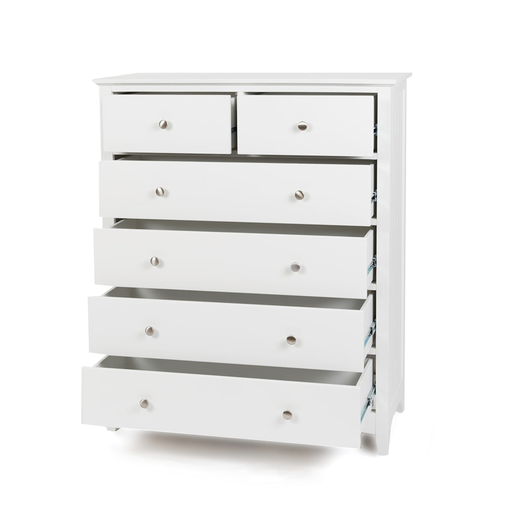 Casey White Bedroom Drawers - 6 Drawer