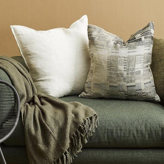 Cassia Linen Cushion - Feather Inner - Almond