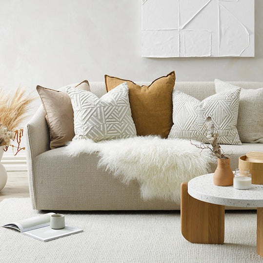 Cassia Linen Cushion - Feather Inner - Cumin