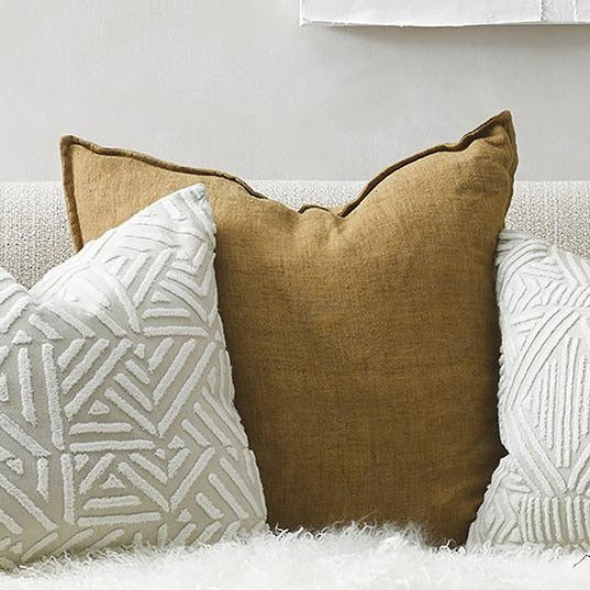 Cassia Linen Cushion - Feather Inner - Cumin