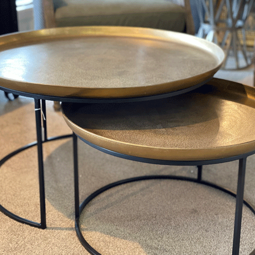 Cezar Nest of 2 Coffee Tables - Antique Brass