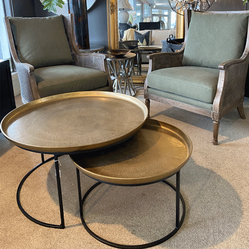 Cezar Nest of 2 Coffee Tables - Antique Brass