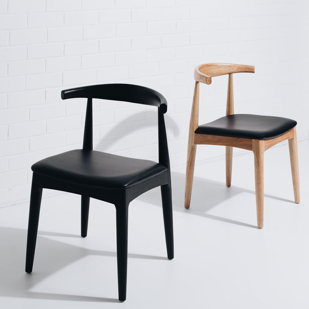 Elbow Dining Chair - Natural Oak + Black Seat