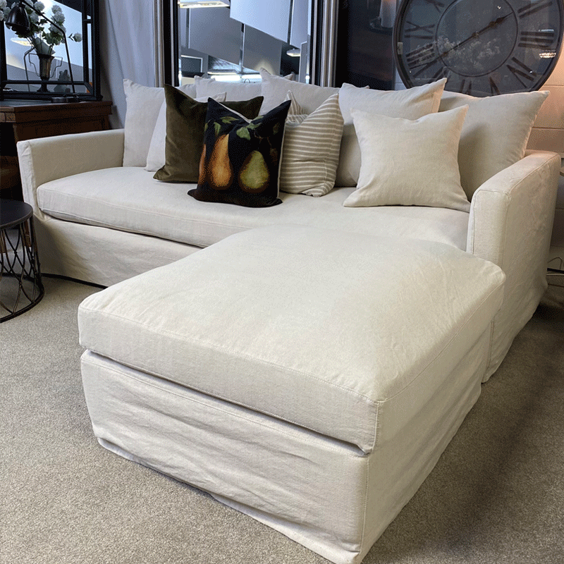 Chateau 3.5 Seater Linen Slip Cover Sofa - Natural Linen