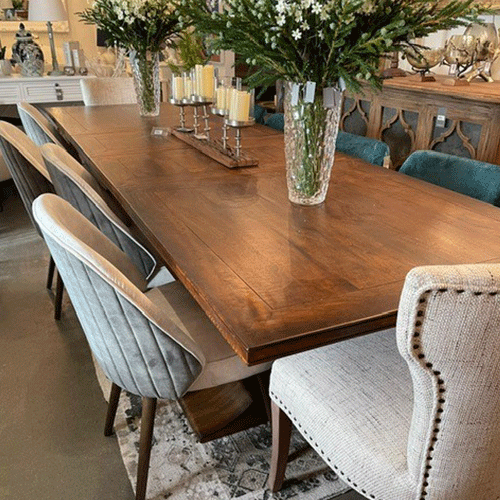 Columbia Pedestal Double Extension Dining Table