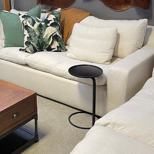 Small Round Couch Side Table - Black