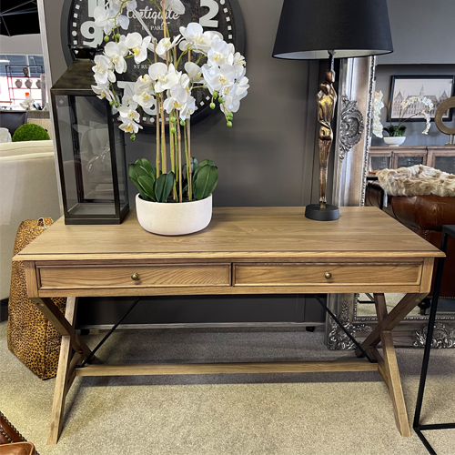 Cross-Leg Oak Desk