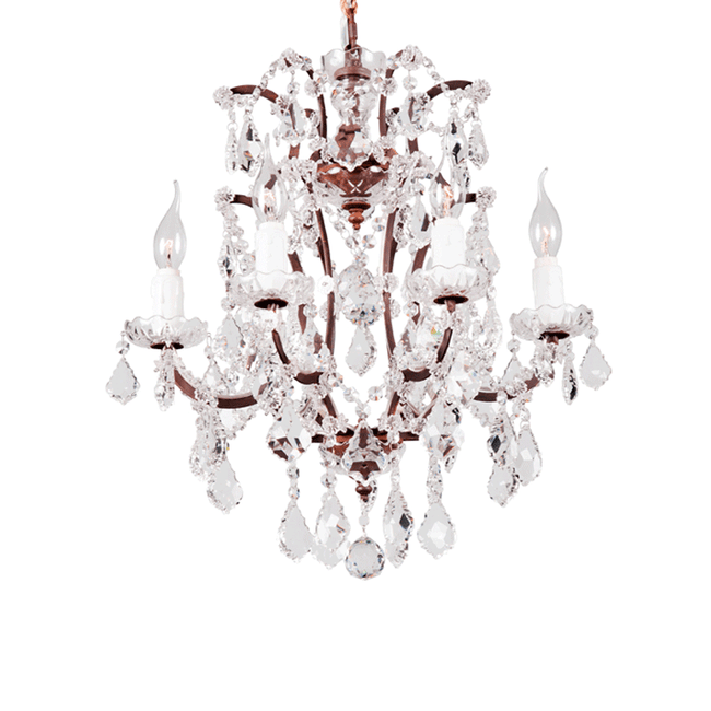 Halo Crystal Chandelier - Antique Rust and Crystal - Small