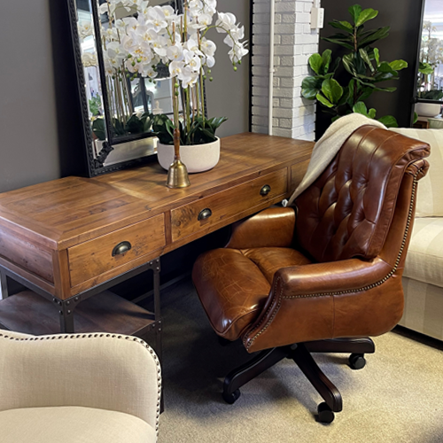 Belmont Adjustable Leather Office Chair Aged Brown – Greenslades