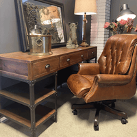 Belmont Adjustable Leather Office Chair - Aged Brown