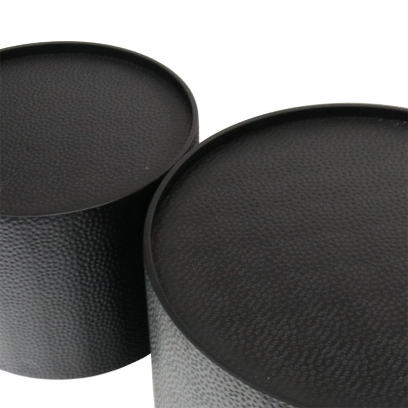 Black Ripple Drum Coffee Tables - Set of 2