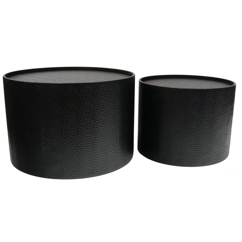 Black Ripple Drum Coffee Tables - Set of 2Black Ripple Drum Coffee Tables - Set of 2