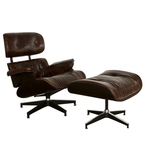 Eddy Leather Armchair with Footstool