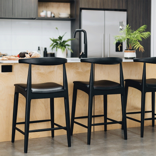 Elbow Barstool - Black Oak