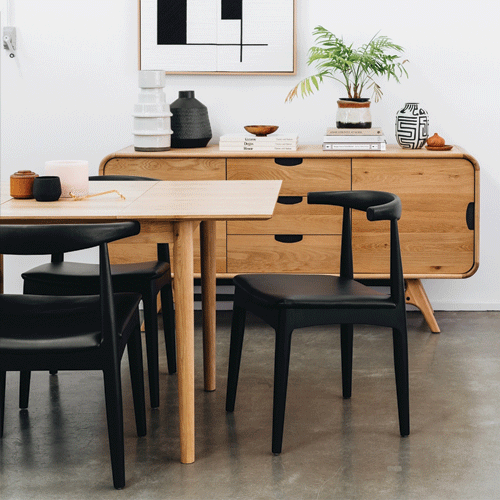 Elbow Dining Chair - Black Oak + Black Seat