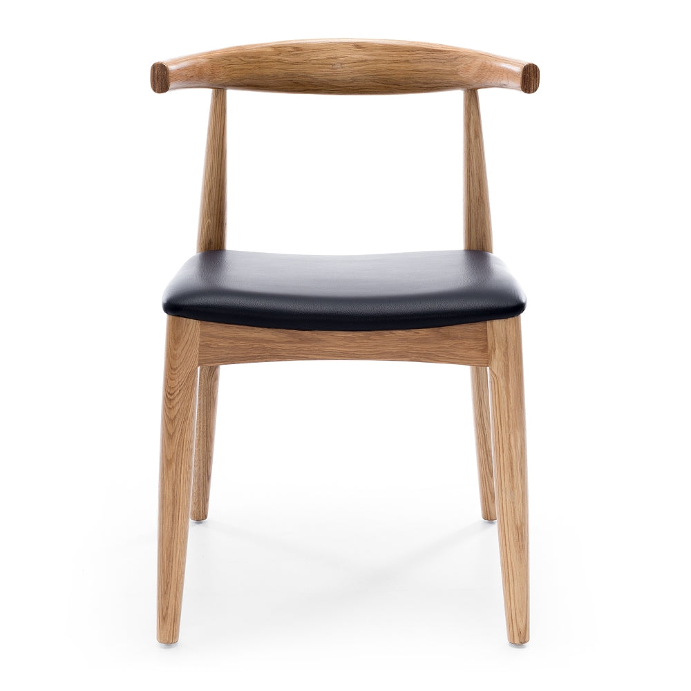 Elbow Dining Chair - Natural Oak + Black Seat