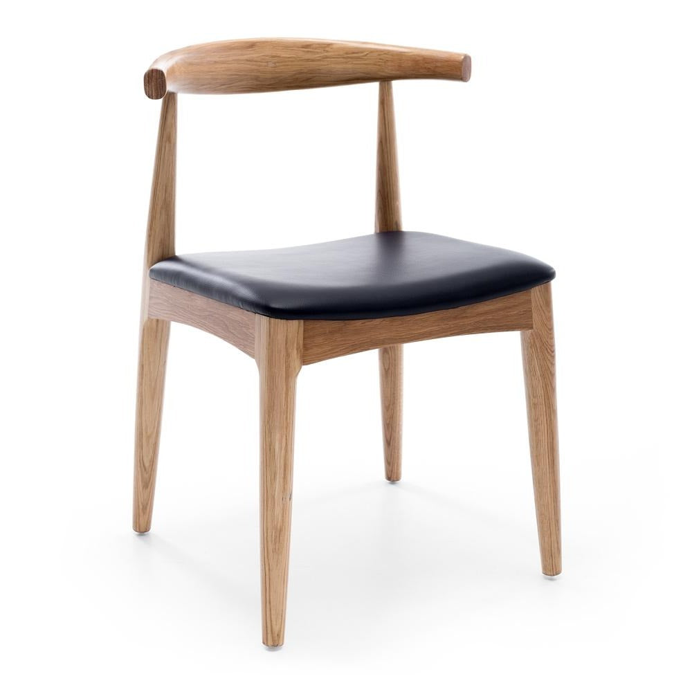 Elbow Dining Chair - Natural Oak + Black Seat