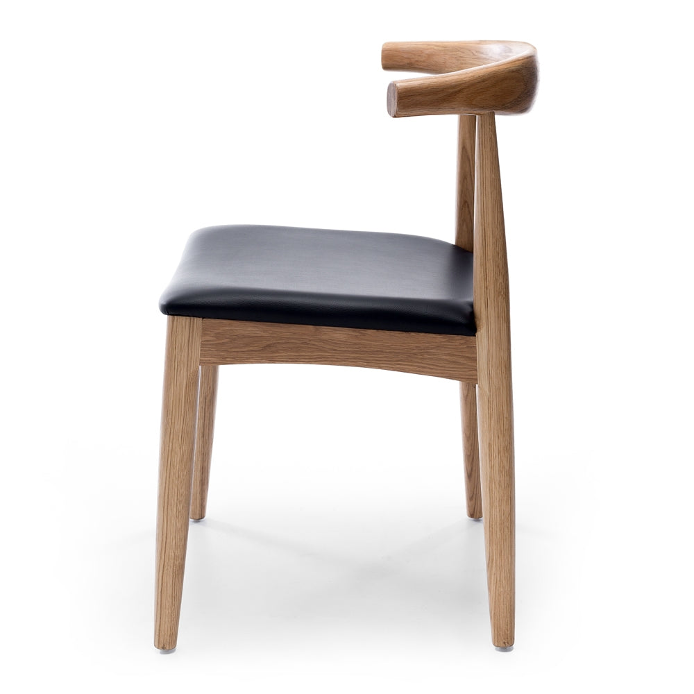 Elbow Dining Chair - Natural Oak + Black Seat