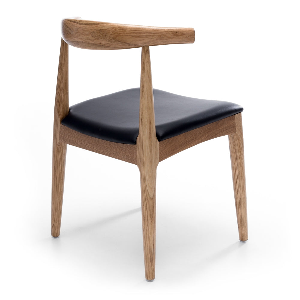 Elbow Dining Chair - Natural Oak + Black Seat