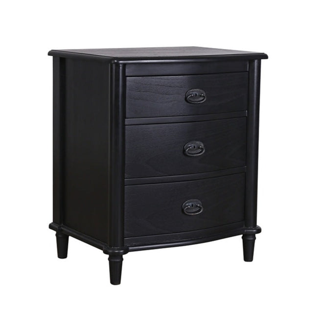 Florence Bedside Table - 3 Drawer - Black