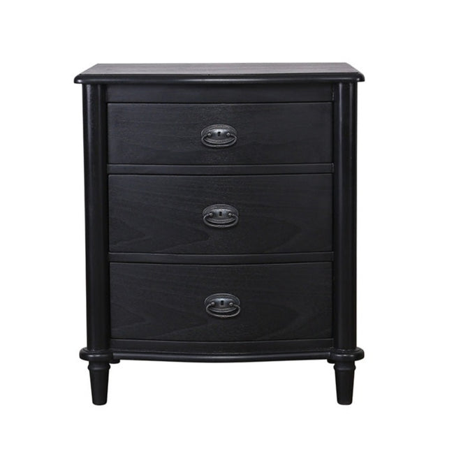 Florence Bedside Table - 3 Drawer - Black