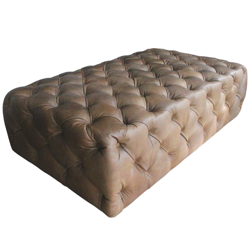 Halo Benson Large Leather Ottoman - Destroyed Raw