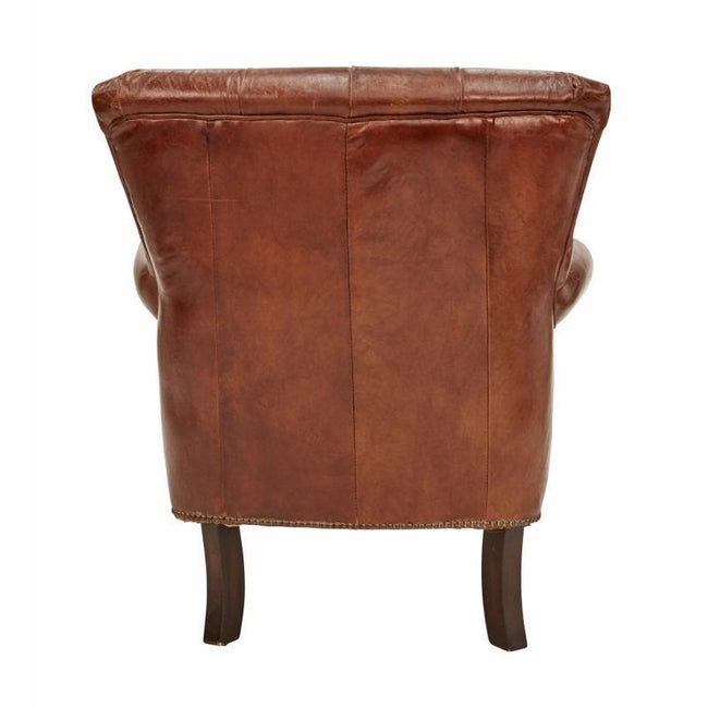 Harry Buttoned Leather Armchair - Aged Brown