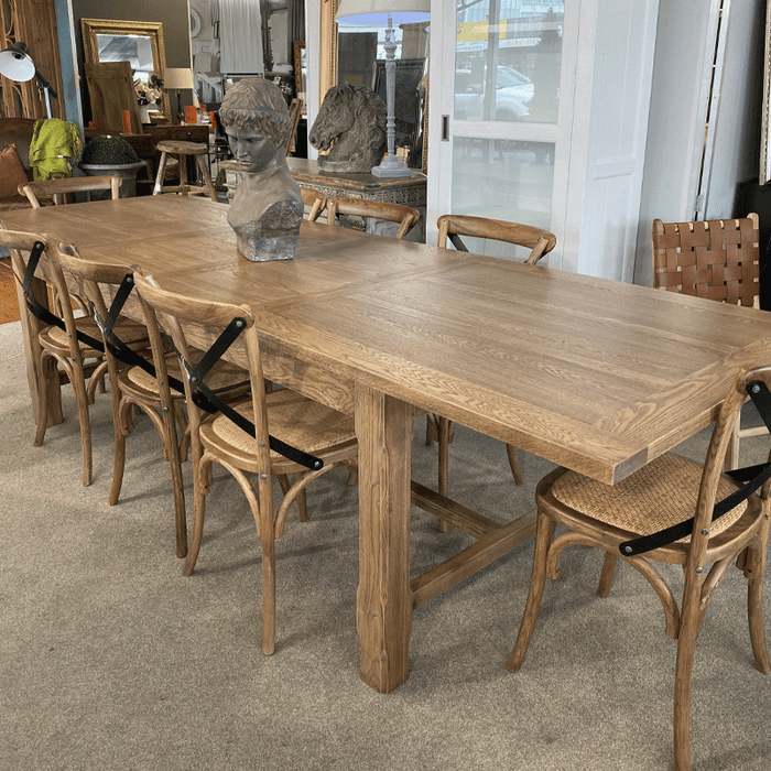 Hartley Extension Dining Table with Crossbar - 2.1m - 2.6m - 3.1m - Na ...