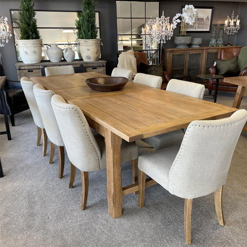 Hartley Extension Dining Table with Crossbar - 2.1m - 2.6m - 3.1m - Na ...