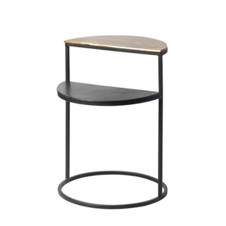 Hayes Antique Brass & Black Side Table